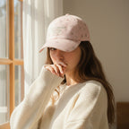 Vintage Floral Baseball Cap with Embroidered Text - Pink – apparel accessories (view 3)