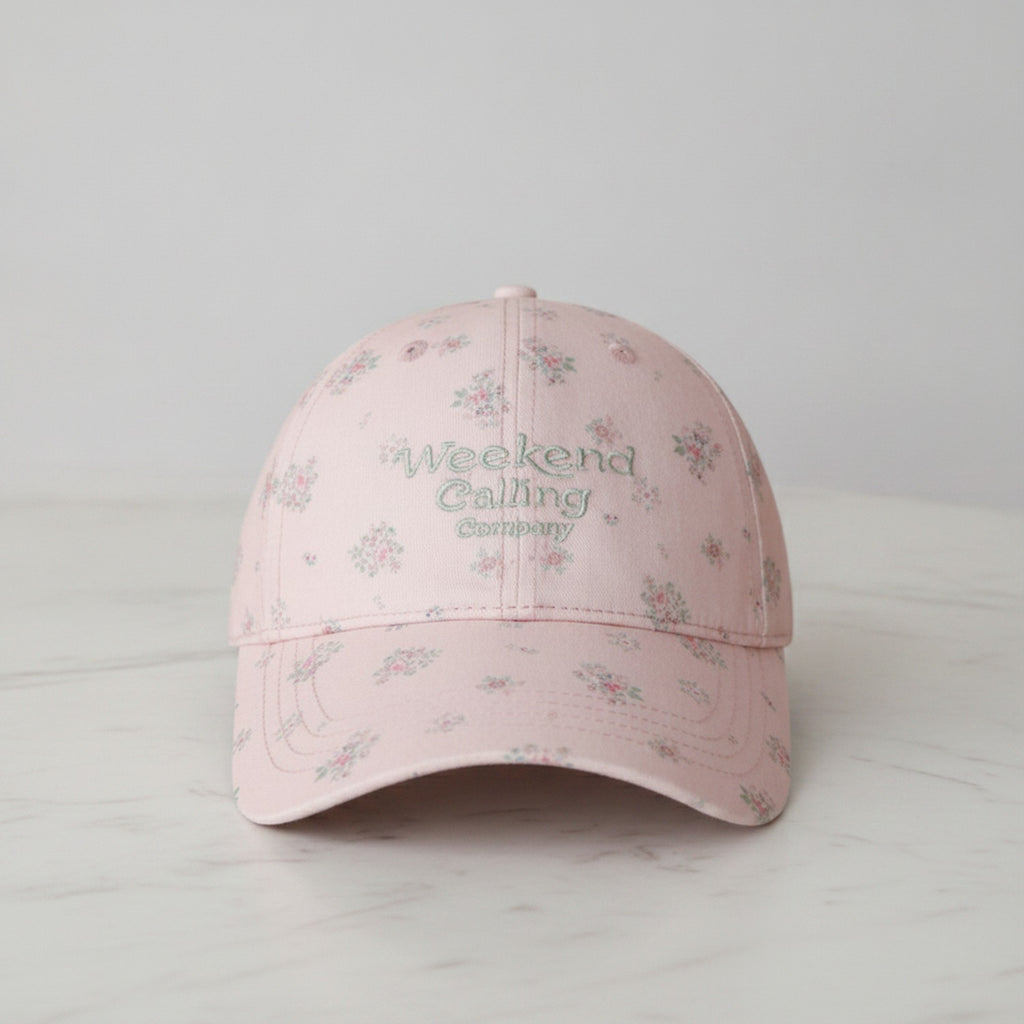 Vintage Floral Baseball Cap with Embroidered Text - Pink – apparel accessories (view 2)