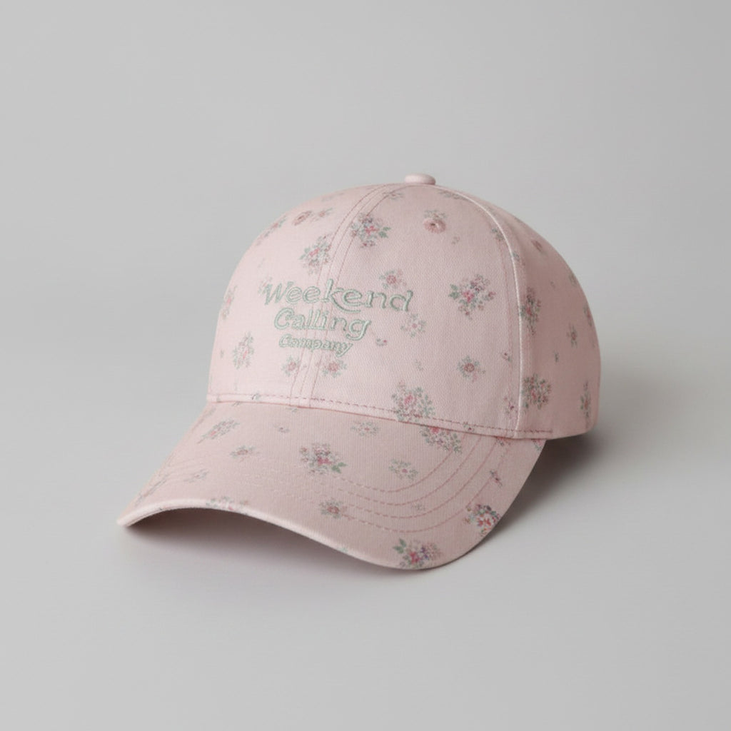 Vintage Floral Baseball Cap with Embroidered Text - Pink – apparel accessories (view 1)
