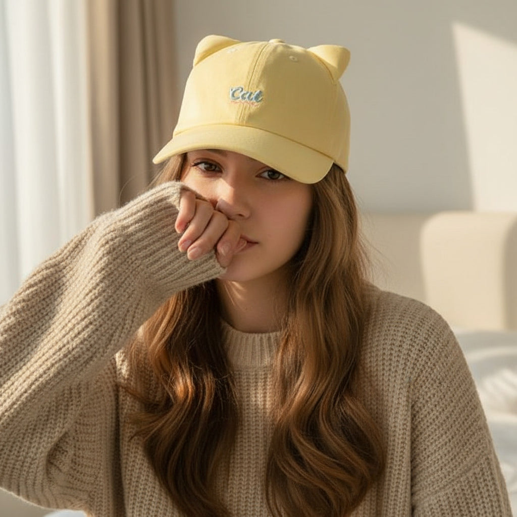 Cat Ear Baseball Cap Light Blue
