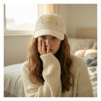 Embroidered Rose Baseball Cap - Cream White – apparel accessories (view 2)