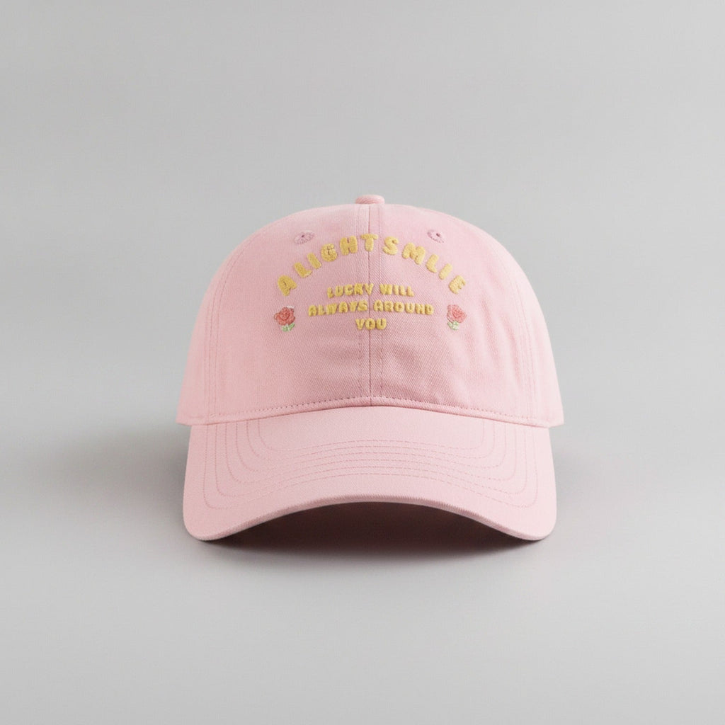 Embroidered Rose Baseball Cap - Pink