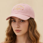 Embroidered Rose Baseball Cap - Pink