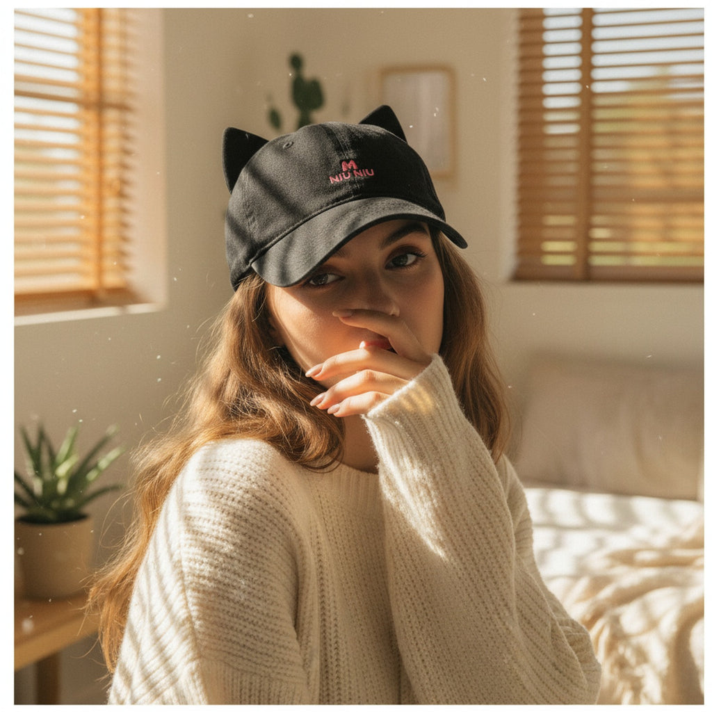 Black Cat Ear Baseball Cap