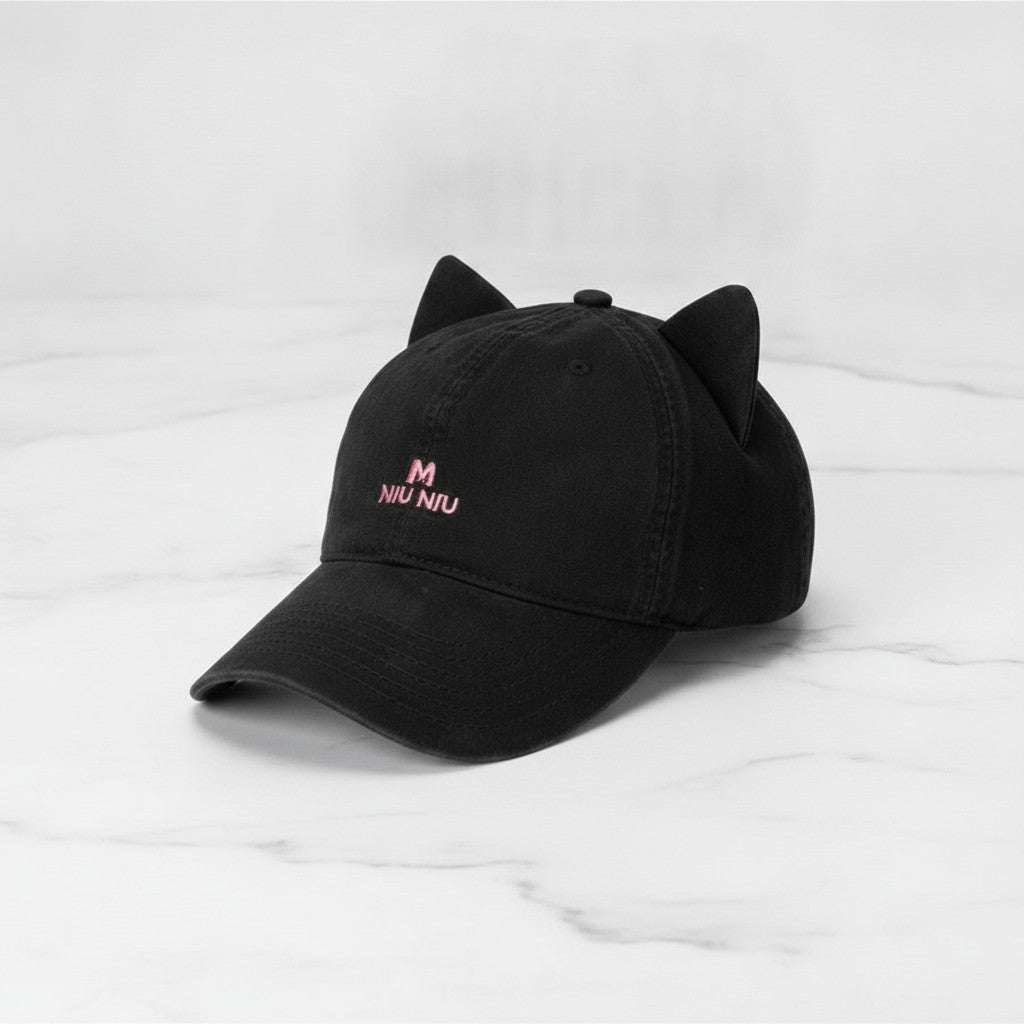 Cat Ear Baseball Cap - Black – apparel accessories (view 3)