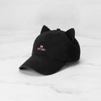 Cat Ear Baseball Cap - Black – apparel accessories (view 3)