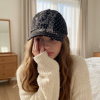 Black Polka Dot Baseball Cap with Anime Girl Graphic
