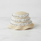 Wavy Ruffle Knit Bucket Hat With Lace Trim – apparel accessories (view 3)