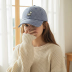 Blue Gingham Check Cap With Horse Emblem
