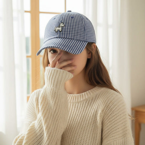 Cap With Horse Emblem - Blue – apparel accessories (view 2)