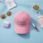 Pink Embroidered Flower Dad Hat Cap – apparel accessories (view 2)