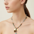 Turquoise Beaded Charm Pendant Necklace