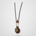 Brown Leather Double Pendant Charm Necklace – jewelry (view 1)
