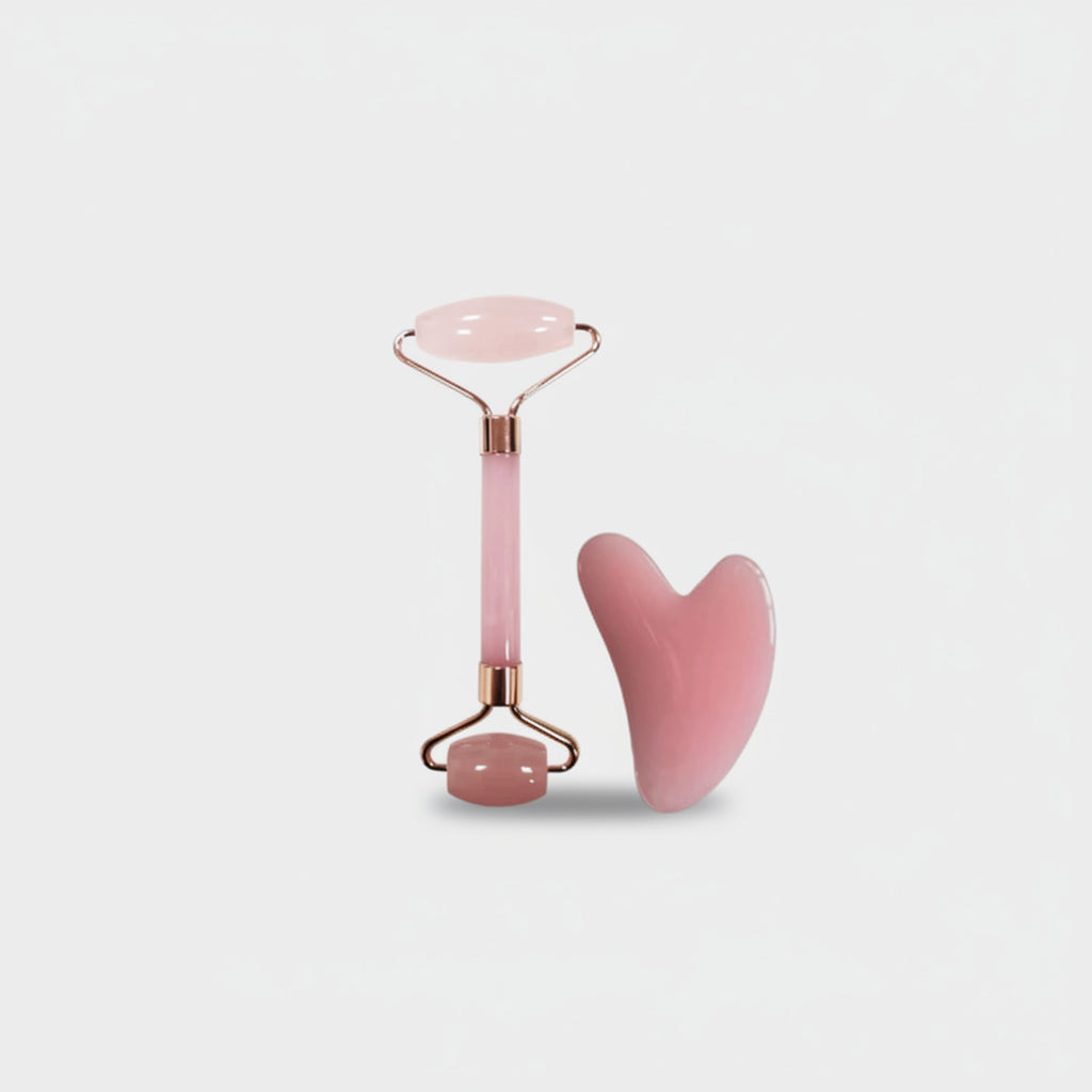 Rose Quartz Heart-Shaped Face Roller Set