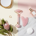 Rose Quartz Heart-Shaped Face Roller Set – Korean beauty tool (view 2)