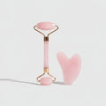 Rose Quartz Heart-Shaped Face Roller Set – Korean beauty tool (view 1)