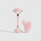 Rose Quartz Heart-Shaped Face Roller Set – Korean beauty tool (view 1)