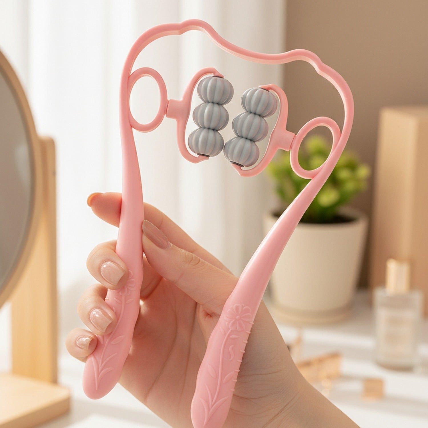 Pink Pearl Beaded Face Roller Tool