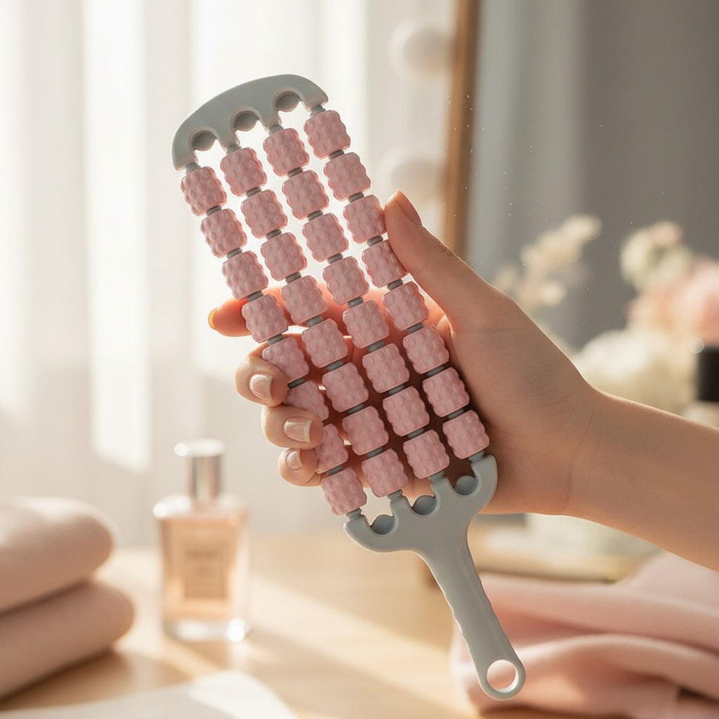Pink Beaded Face Roller Massage Tool