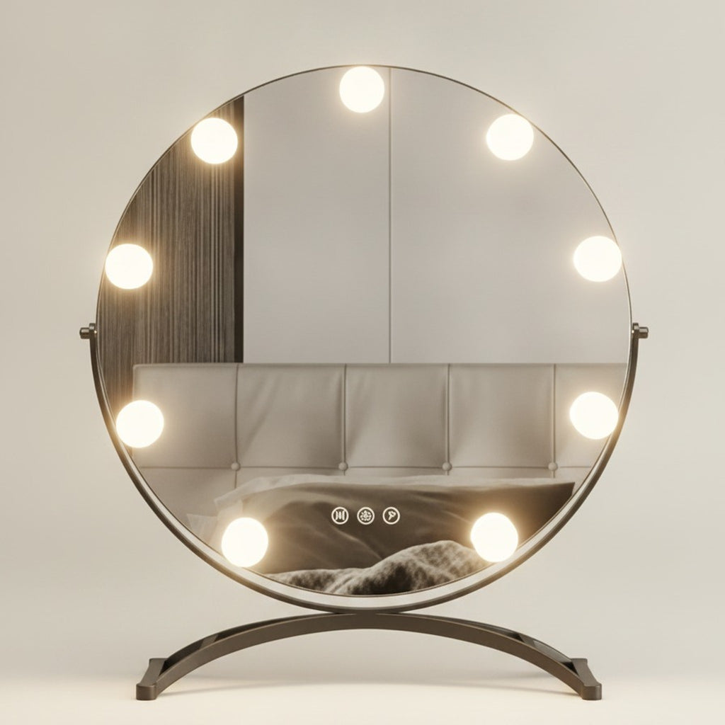 Round LED Lighted Vanity Makeup Mirror – Korean beauty tool (view 1)