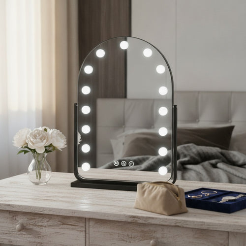 Arched LED Dimmable Vanity Makeup Mirror – Korean beauty tool (view 2)