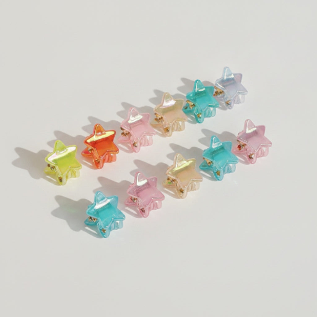 Mini Star Hair Clip Set - Rainbow Stars
