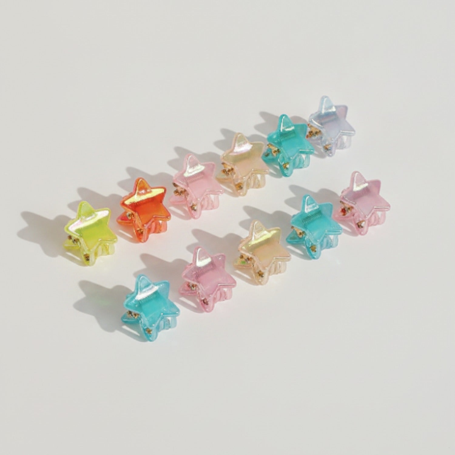 Mini Star Hair Clip Set - Rainbow Stars