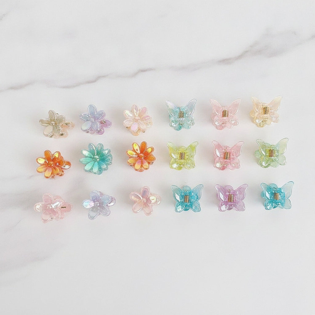 Mini Star Hair Clip Set - Flower Mix