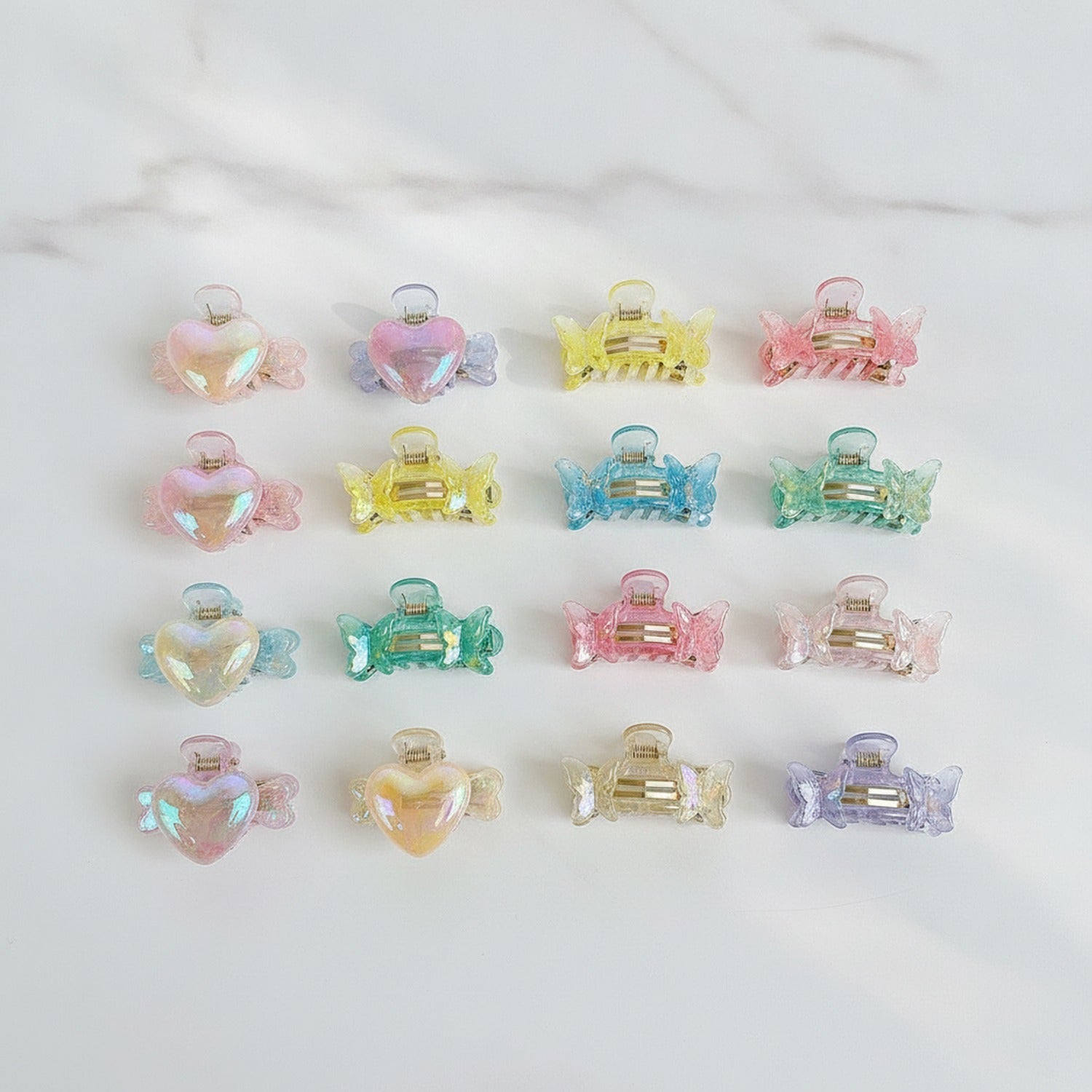 Mini Star Hair Clip Set - Heart Mix