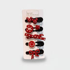 Red Polka Dot Hair Clips Set With Bows