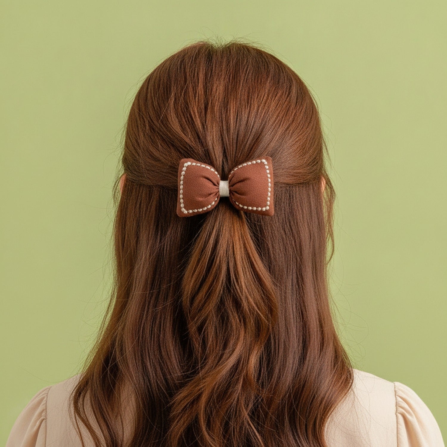 Studded Pearl Bow Hair Tie Clip