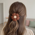 Rust Flower Hair Clip with Cream Center