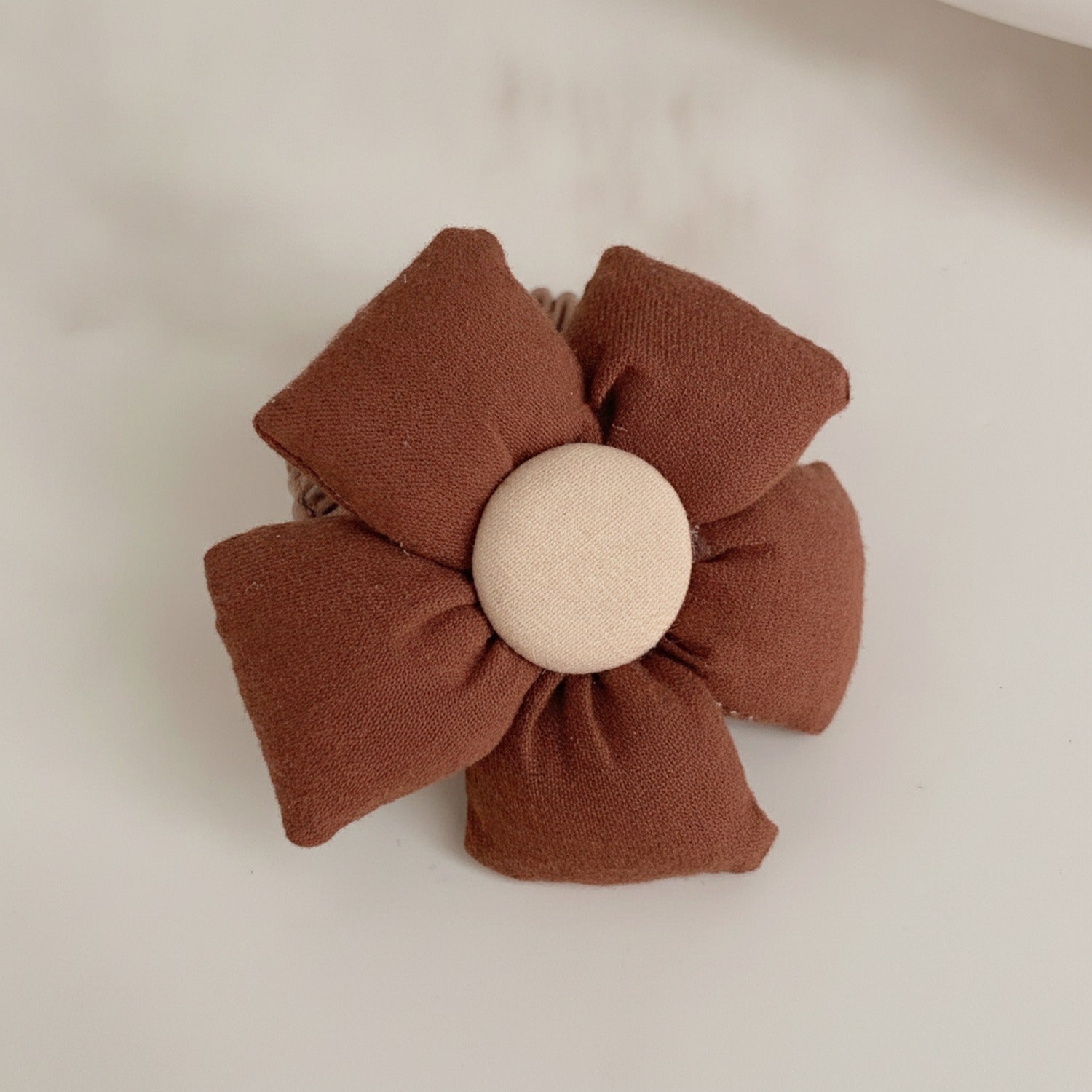 Rust Flower Hair Clip with Cream Center