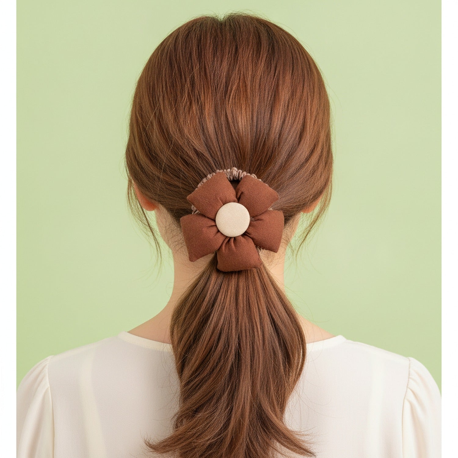 Rust Flower Hair Clip with Cream Center