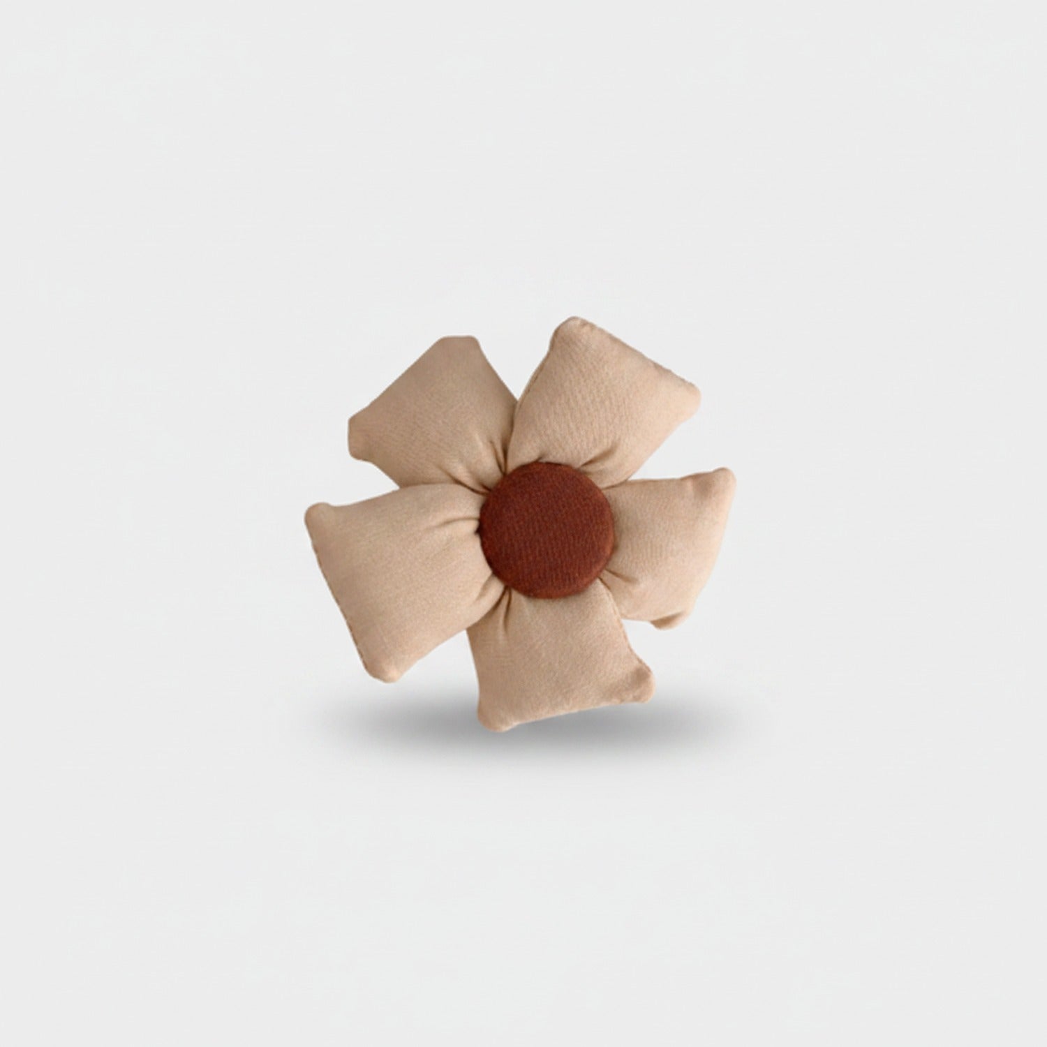 Beige Fabric Flower Hair Clip With Rust Center