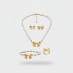 Pearl Bow Jewelry Set With Ring