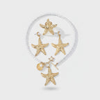 Pearl Beaded Starfish Gold Jewelry Set Ring