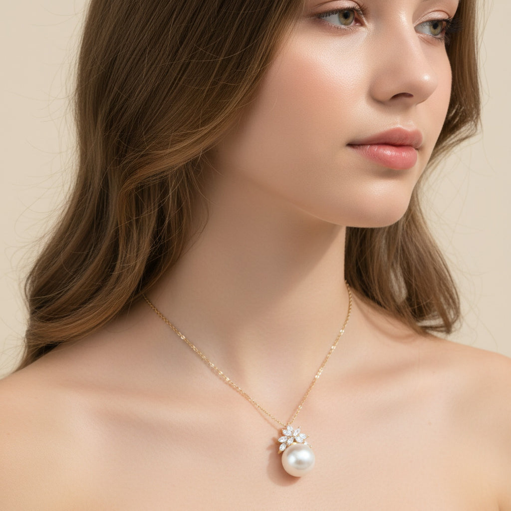 Pearl Star Pendant Gold Chain Necklace