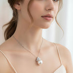Pearl Star Pendant Chain Necklace - Silver XL81067 – jewelry (view 2)