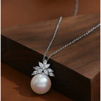 Pearl Star Pendant Chain Necklace - Silver XL81067 – jewelry (view 1)
