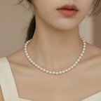 Pearl Beaded Necklace Cream Classic Strand