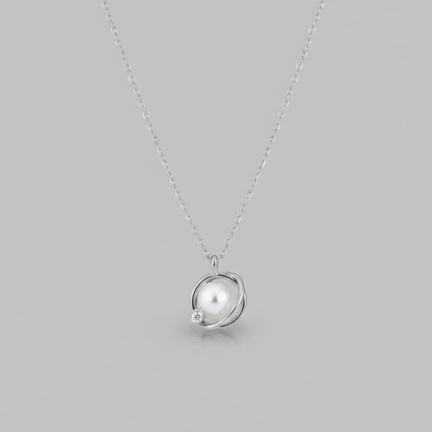 Pearl and Crystal Spiral Pendant Necklace