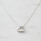 Pearl and Rhinestone Bell Charm Necklace - Silver XL70298 – jewelry (view 2)
