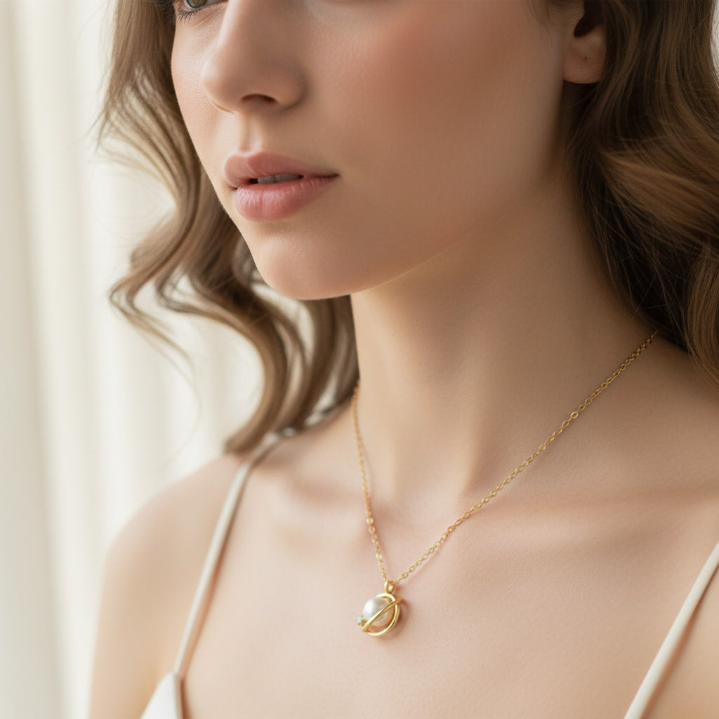 Pearl Pendant Gold Chain Necklace