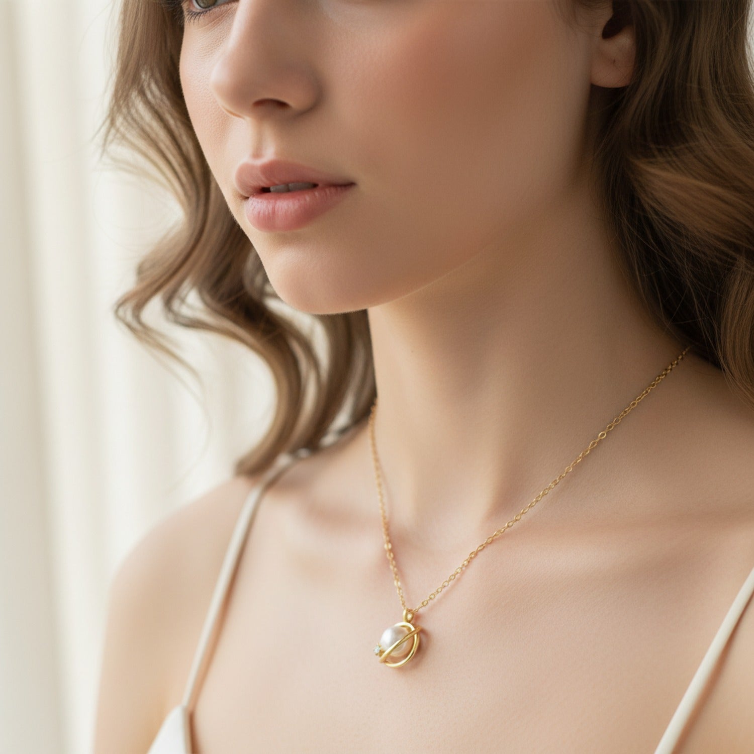 Pearl Pendant Gold Chain Necklace
