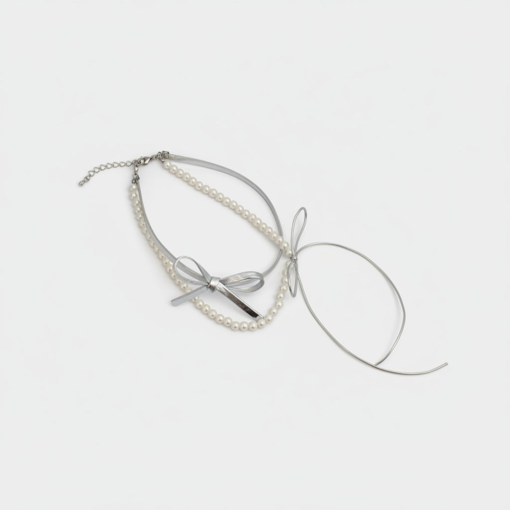 Pearl Beaded Bow Glasses Chain Set