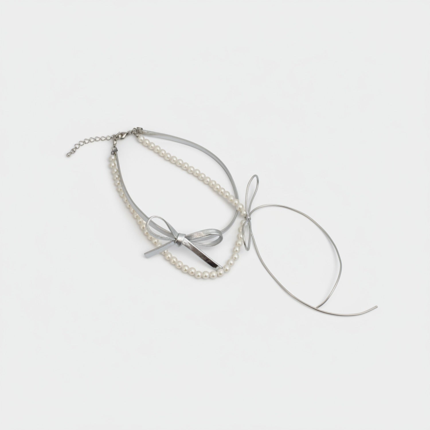 Pearl Beaded Bow Glasses Chain Set