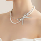 Pearl Beaded Bow Glasses Chain Set