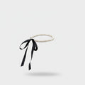 Pearl Beaded Bracelet with Black Ribbon Bow