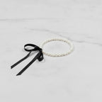 Pearl Beaded Bracelet with Black Ribbon Bow – jewelry (view 3)
